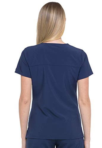 Dickies EDS Essentials, Mock Wrap Top Scrubs for Women with Four-Way Stretch and Moisture Wicking DK625, M, Navy - image 2