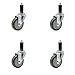 Polyurethane Swivel Expanding Stem Caster Set of 4 w/4" x 1.25" Gray Wheels and 1-1/8" Stems - Includes 4 Swivel - 1400 lbs Total Capacity - Service Caster Brand