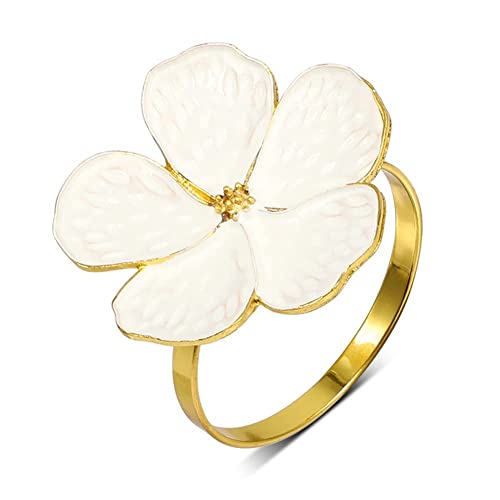 Iegefirm Lot de 6 Ronds de Ronds de Fleurs Blanches Boucles de Porte-Serviettes éLéGants pour...