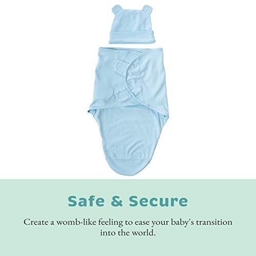 Image of Cuddle Club Swaddles for Newborns - Baby Swaddle Blanket for Boys & Girls - Adjustable Hook-and-Loop Cotton Wrap for Newborn 0-3 & 3-6 Months with hat