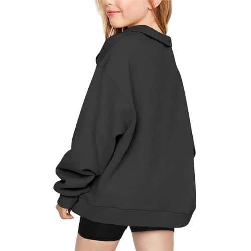 Kids Girls Zip Up Hoodies Sweatshirt V Neck Long Sleeve Smooth Pullover Loose Plus Size Solid Color Tops Youth Girl2