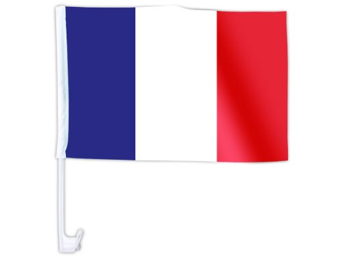 Alsino Drapeau Pays accéssoire pour décoration de voiture Tissu synthétique impermeable Clips de fixation vitre ou carosserie coupe du monde football supporter Afl-03 France