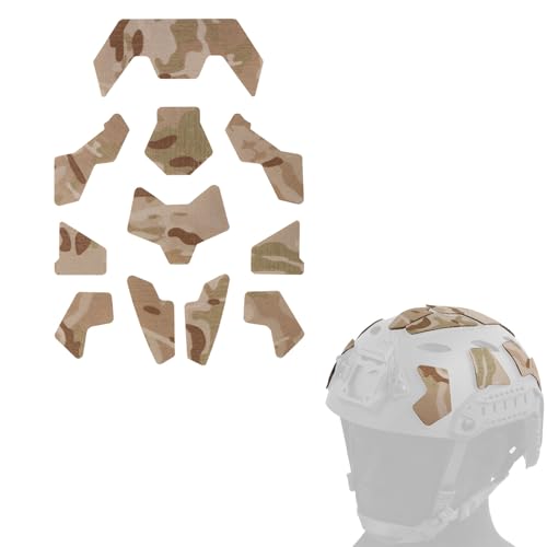 Universal Airsoft Helmet Decorative Sticker DIY Tactical Helmet 11Pcs/Set Helmet Patches Hook Fastener Sticky Helmets Magic Fixed Cable Military Army (CB CAMO)