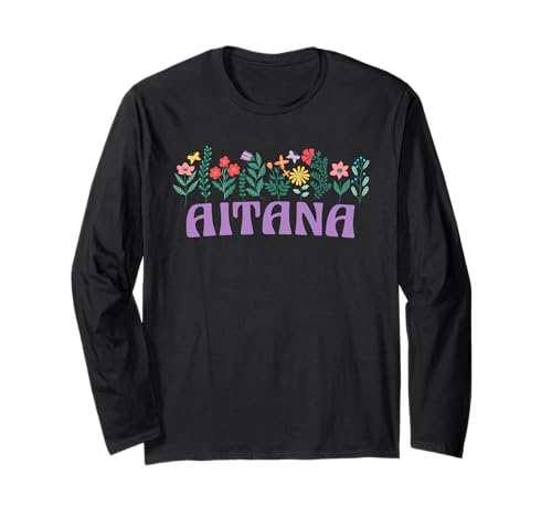 Wildflower Floral Aitana Nombre Día de la Madre Mujeres Manga Larga