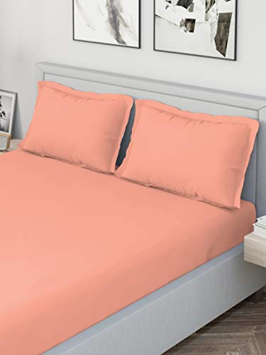 Image of DDECOR - Solids 180TC 100% Cotton Double Bedsheet with 2 Pillow Covers, King Size, Pink