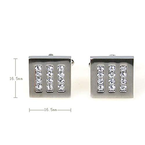 Mancuernillas KnBoB cuadradas con circonia plateadas para hombre miniatura 2