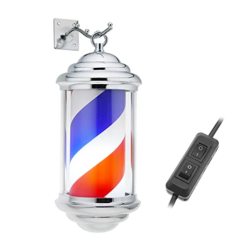 PrimeMatik - Poste de barbero Luminoso y Giratorio para peluquerías de 150 x 350 mm Mini