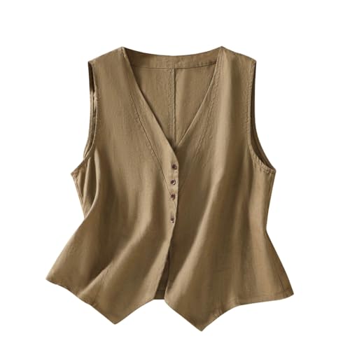 Chaleco de lino de algodón mujer holgado para tardes de paseo casual
