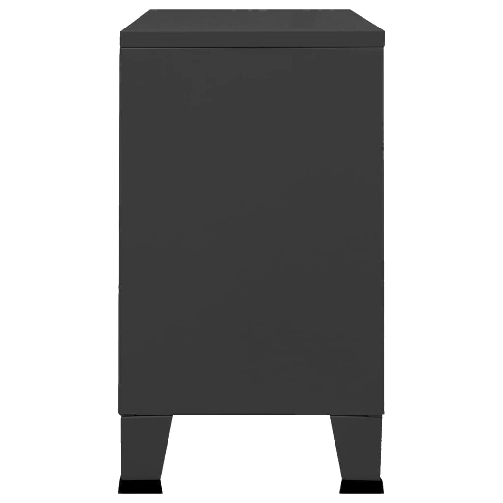 Générique Bufet przemysłowy czarny 105x35x62 cm Metal Szkło