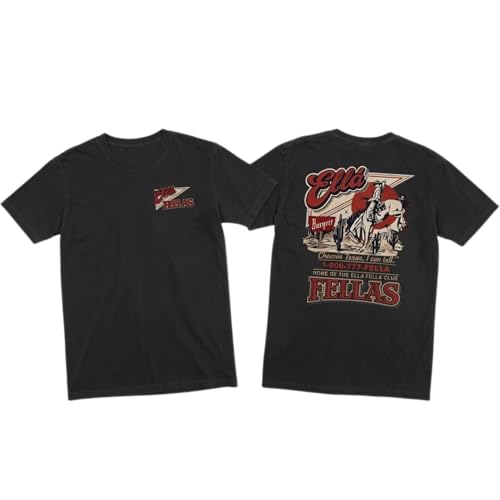 Ella Fellas Bronc Rider Rodeo T-Shirt for Men & Women - Vintage Western Cowboy Graphic Tee Texas Country Rodeo Desert (US Alpha Large Regular Regular Black)