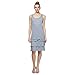 S.L. Fashions Women's Mother of The Bride Tiered Jacket Dress with Shoulder Embellishment, Concrete, 12