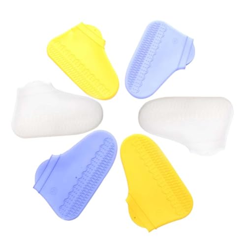 Abaodam Fundas Impermeables Antideslizantes para Zapatos, Cubrezapatos de Silicona M Tamaño, 3 Pares (amarillo, Transparente y Azul) para Lluvia, Protección Resistente y Reutilizable