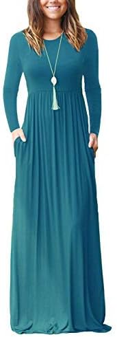PCEAIIH Women's Casual Sleeveless/Long Sleeve Maxi Dress Loose Long Dresses with Pockets