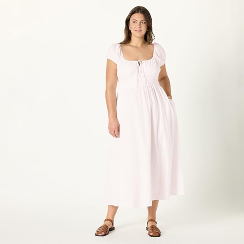 Image of The Drop Womens Melody Cap Sleeve Tie Front Cotton Dress