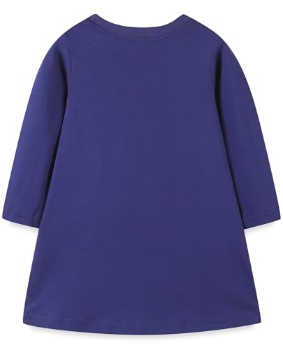 Image of Hongshilian Little Girls Cotton Casual Dress Cartoon Print T-Shirt Short Sleeve Skirt Dresses