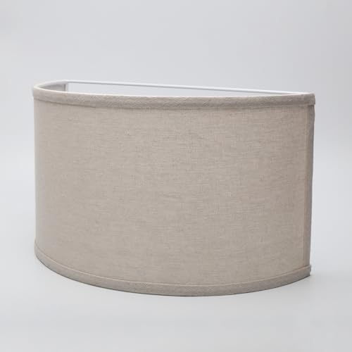 Image of Yosoan 2-Light Double Lamp Semicircle Fabric Shades, Linen Fabric Lampshade 2 Bulbs for Wall Sconce Lamp Replacement for Stairwell Bedside Hallway Home Decor(Linen)