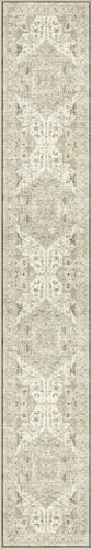 Madane Hallway Runner Rug 2'6''x16' Kitchen Runner - Non Slip Vintage Runners for Hallways Washable Kitchen Rugs Soft Low Pile 2.5x16 ft Rug Runner for Laundry Room, Entryway and Bedroom, Ivory/Brown