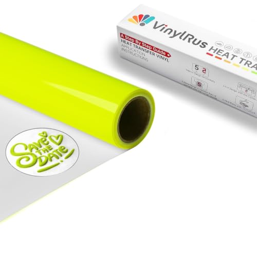 Image of VinylRus Puff HTV Heat Transfer Vinyl Roll, Neon Yellow, 12 inch x 6FT