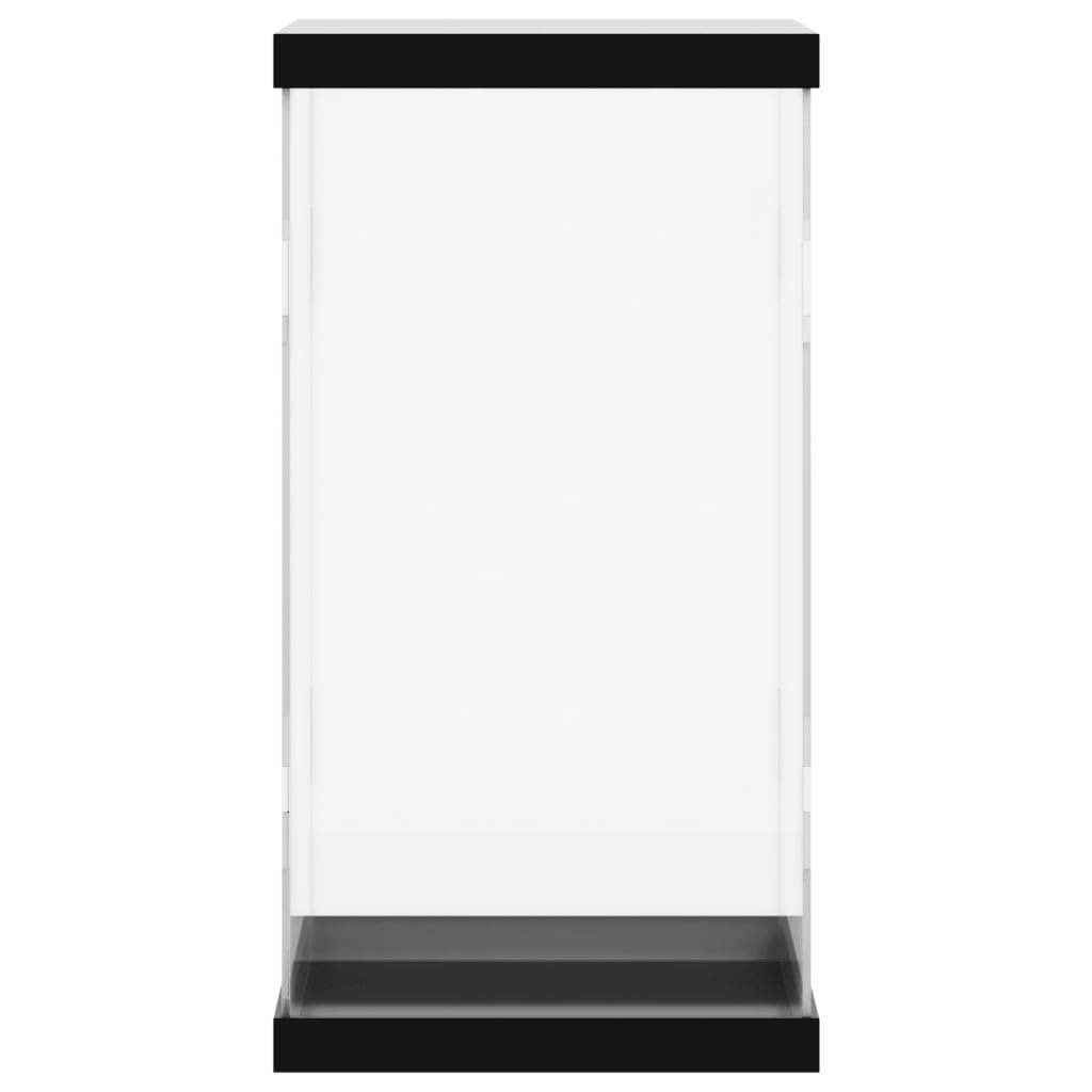 Acryl Vitrine 20x20x38 cm, Staubschutz Box für Sammlerstücke, durchsichtige Sammelvitrine mit schwarzem Boden für Figuren und Modelle