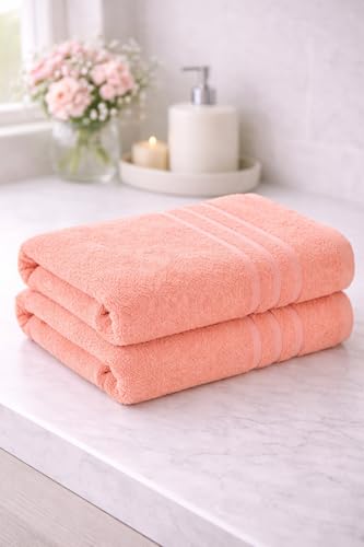 Image of Hand Towels 16x24 inches, Soft & Highly Absorbent Bathroom /Face Towels, Pack of 2 (Peach)