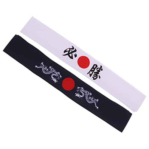FRCOLOR 2Pcs Bandeau Hachimaki Japonais Bandeau Band Bushido Karaté Train de Karate Sports Sports Sports Headwear (Certaines Victoire Dragon Motif) Cover