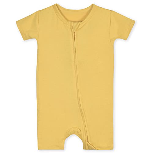 Image of Gerber Unisex Baby Buttery Soft Short Sleeve Romper with Viscose Made from Eucalyptus