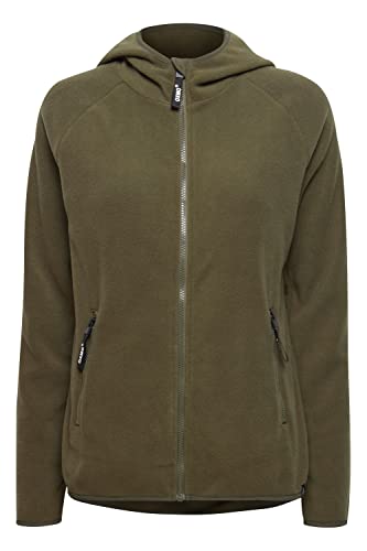OXMO OXFinja Damen Fleecejacke Sweatjacke Jacke mit Kapuze Reißverschlusstaschen Regular fit, Größe:M, Farbe:Ivy Green (190512)