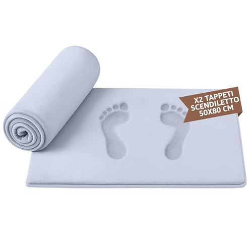 SoNiT home decor Set 2 Tappeti Scendiletto Carta Da Zucchero 50x80 cm, Morbido per Camera da Letto e Salotto, Antiscivolo Assorbente per Interni, Tappeto Moderno e Lavabile per Uso Quotidiano