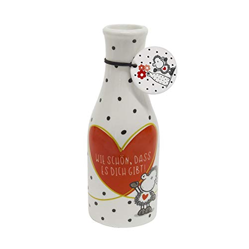 Sheepworld 46220 Kleine Vase Wie schön, DASS ES Dich gibt, mit Herz, Porzellan, Rot, weiß, Porcelain
