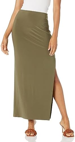 SALUÉ　サルエ　one side slit long skirt Norma Kamali Women's Side Slit Long Skirt, Military, X-Small