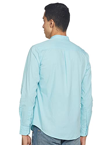 Image of Amazon Brand - Symbol Men's Solid Cotton Shirt | Chinese Collar | Casual | Plain | Full Sleeve | Summer-Regular Fit (Available in Plus Sizes)