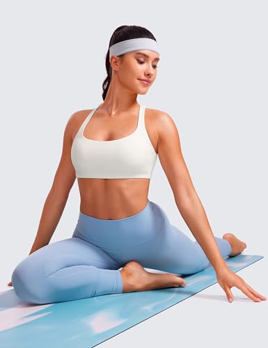 Image of CRZ YOGA Women's Light Support Strappy Sports Bra - Low Cut Wirefree Padded Yoga Cami Criss Cross Back