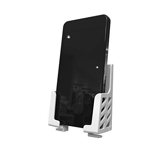 Adhesive Rack Wall Mount Universal Dock For Tablet Smartphone Ereader Remote Control Holder Stick On Wall, Fits For Ipad Samsung Google Surface , 3M Adhesive Or Screws Installation Available,White #TOP3