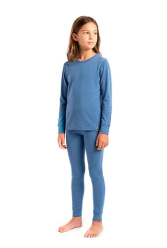 MERINNOVATION Kids Merino Wool Base Layer Set 220GSM Long Sleeve Thermal Underwear for Boys and Girls Midweight Top & Bottom