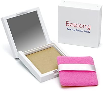 Beejong Oil Absorbing Sheets for Face – 50pcs Oil Blotting Sheets Anti-Shine Oil Absorbing Paper – Compact and Lightweight Case with Mirror 2.44" x 2.48" (Compact Case + 50pcs Oil Sheets)