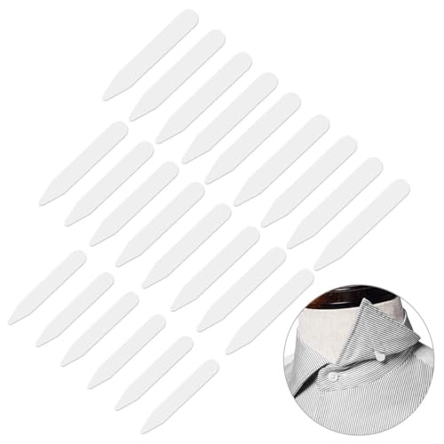 Image of M Fabrics White Plastic Collar Stays Bones Reinforcements Collar Stiffeners for Men's Shirts Formal Dress Accessories Pack of 20 Durable Stays