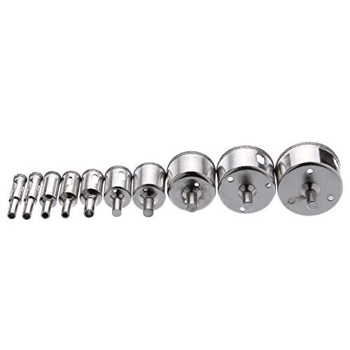 Set de brocas sierra diamante para vidrio y cerámica 8-50 mm 10 piezas miniatura 1