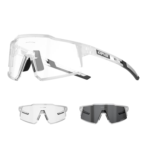 Image of KAPVOE Photochromic Cycling Glasses MTB Clear Mountain Bike Transition Bicycle Sunglasses for Men Women - K9022