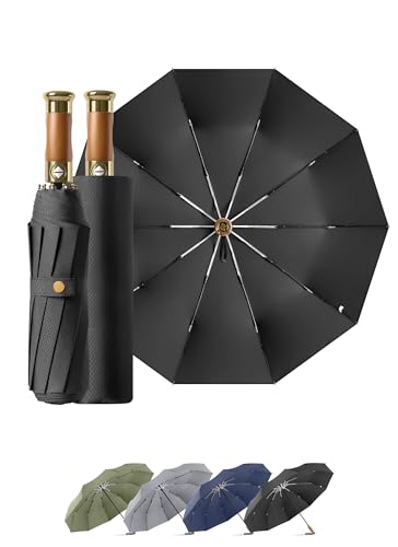 Rain Cats Folding Travel Windproof For Rain, 10 Ribs Automatic Compact for Backpack, Collapsible Umbrella for Men Women (Black-46 Inches)