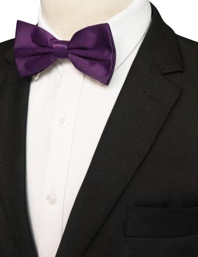 Image of JEMYGINS Solid Color Pre-tied Bow Tie Adjustable Bowtie for Men