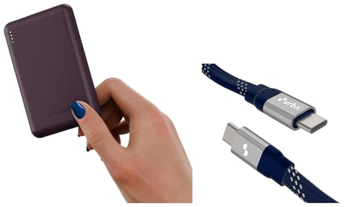 Image of URBN 10000 mAh Nano Slim Power Bank - Purple with Designer Cable Type C to C