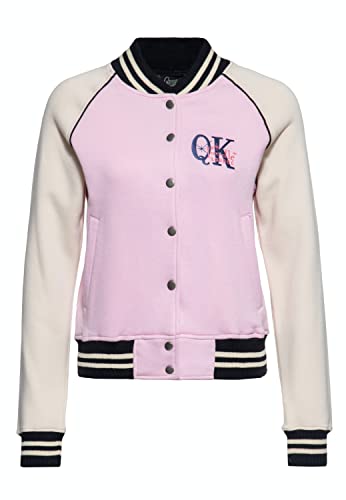 Queen Kerosin Damen College Sweatjacke Stickerei Regular Fit Retro Vintage Style Sweat Jacke Baseball Jacke Rockabella 50S Poodle Lounge
