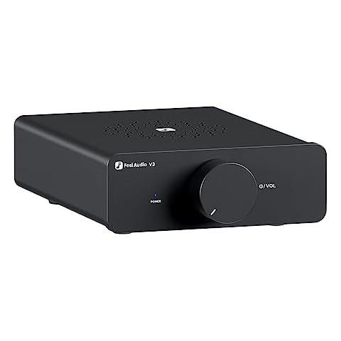 Fosi Audio V3 Stereo Amplifier Home Audio 300 Watts x2 Power TPA3255 Class D Mini Amp 2 Channel Audio Component for Passive Bookshelf Tower Speakers Desktop Home Theater with 32V Power Supply Cover