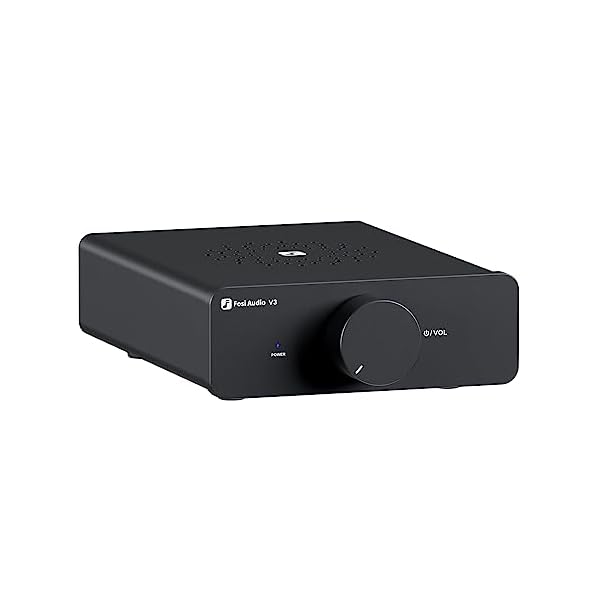Fosi Audio V3 Stereo Amplifier Home Audio 300 Watts x2 Power TPA3255 Class D Mini Amp 2 Channel Audio Component for Passive Bookshelf Tower Speakers Desktop Home Theater with 32V Power Supply