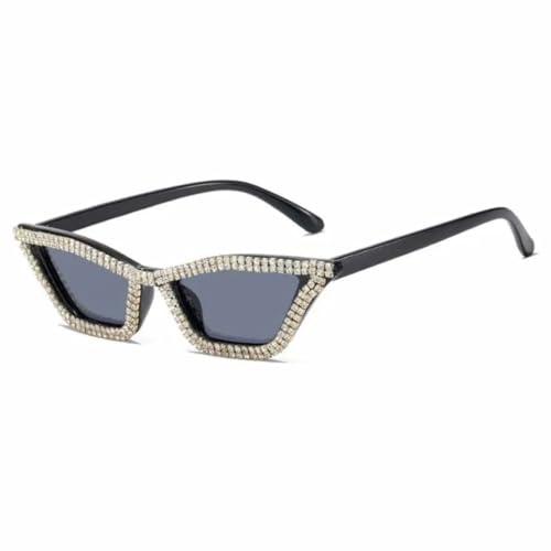 Lunettes de soleil œil de chat à strass monture plastique femme