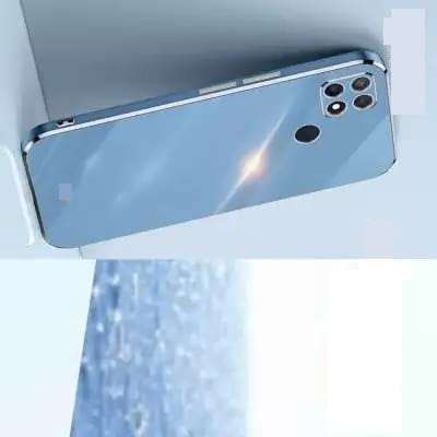 Image of Apurb Store for Oppo A15 Plating Square Gold Frame Phone Case Luxury Soft Silicone Back Cover (for Oppo A15, Blue)