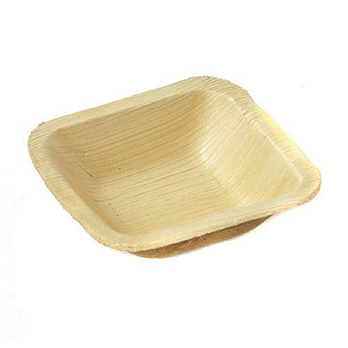 ECONUS Areca Leaf Bowl , 4 inch Deep Disposable Square Bowls ( Pack of 25) , Areca Palm Leaf Bowl,Dona or Katori for Daal and Other Liquid Items for Party and Function