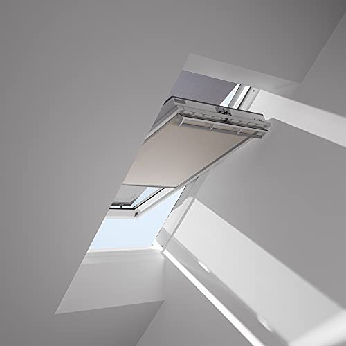 Original VELUX Vorteils-Set ( Verdunkelungs-Rollo + Hitzeschutz-Markise ) für GGL GHL GTL GPL GXL M06 + 306 und GGU GHU GTU GPU GXU M06 in Stofffarbe 1100 Dunkelblau - Markise in 5060 schwarz, Seitenschienen in Silber / DOP M06 1100S