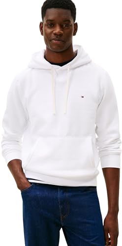 Tommy Hilfiger Hoodie Hombre Essential Fleece Regular Fit, Blanco (White), M