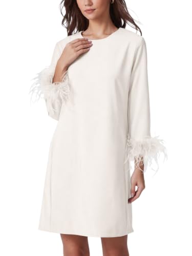 Image of D-Sun Women Feather Dress 3 /4 Sleeves Cocktail Dresses